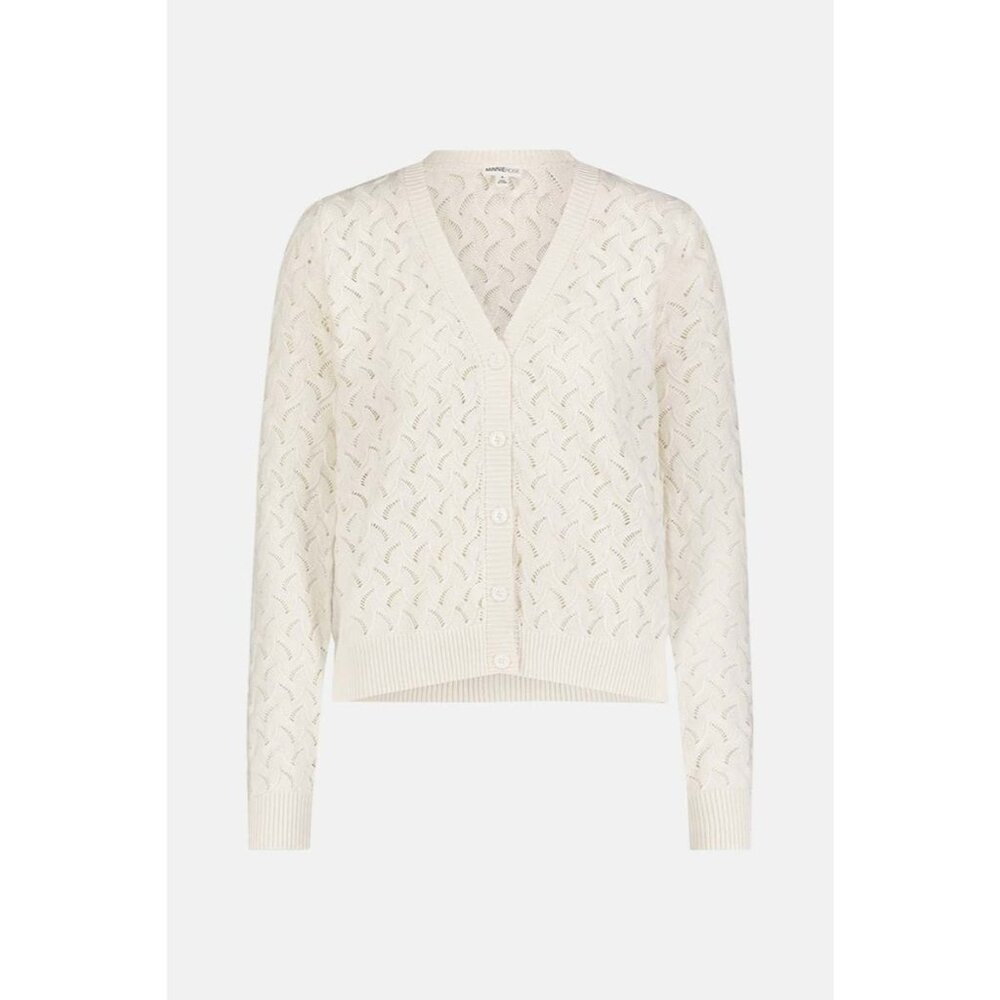 Minnie Rose Style Cotton Cashmere Pointelle Cardigan Style 8227 in White